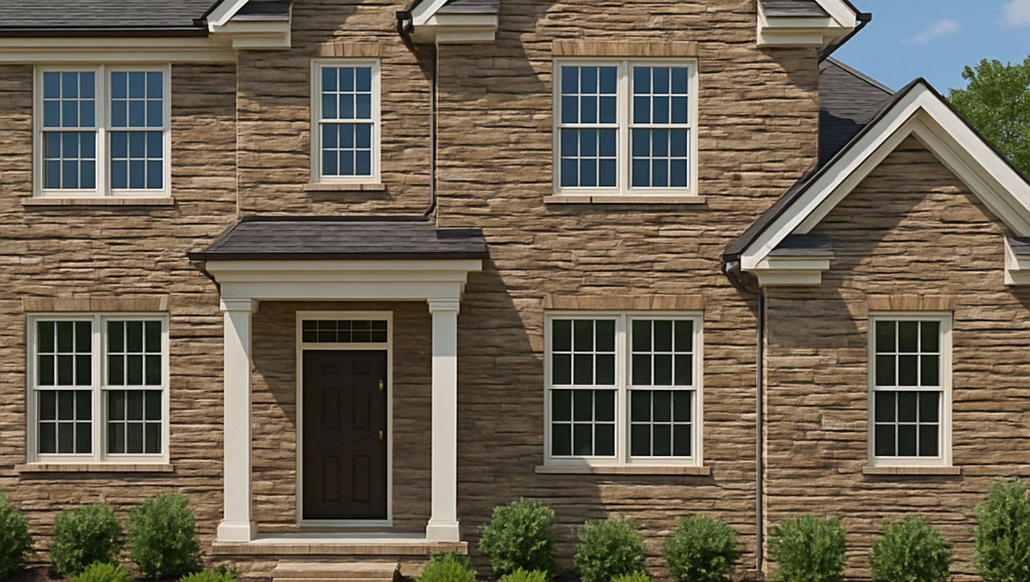  Ledgestone wall cladding used on a modern outdoor facade